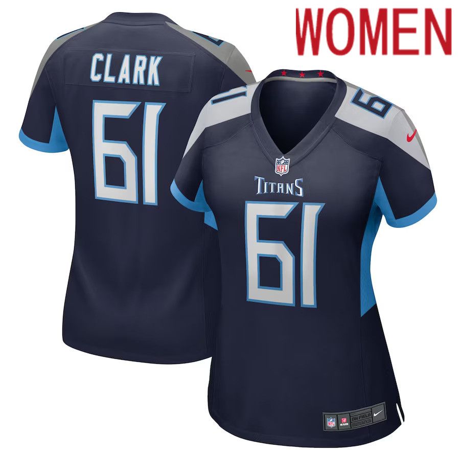 Women Tennessee Titans 61 Le Raven Clark Nike Navy Home Game Player NFL Jersey